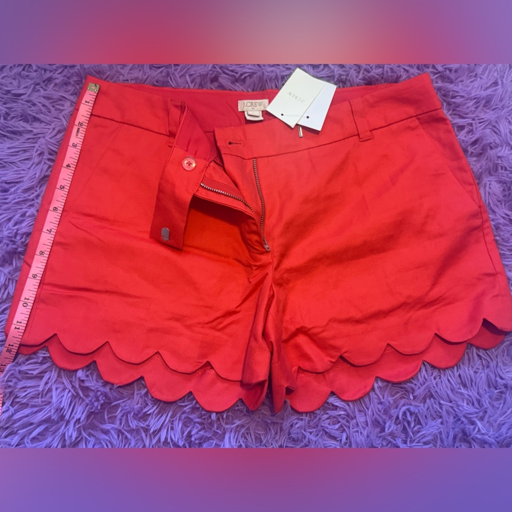 J. Crew Vibrant Red Scalloped Shorts